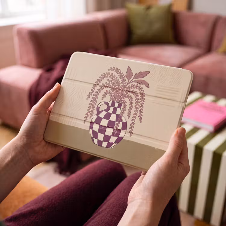iPad hoes - Vaas - Geruit - Planten - Modern - Paars — 4