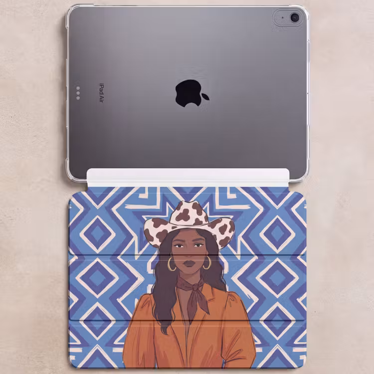 iPad hoes - Vrouw - Cowboyhoed - Portret - Modern - Blauw — 6