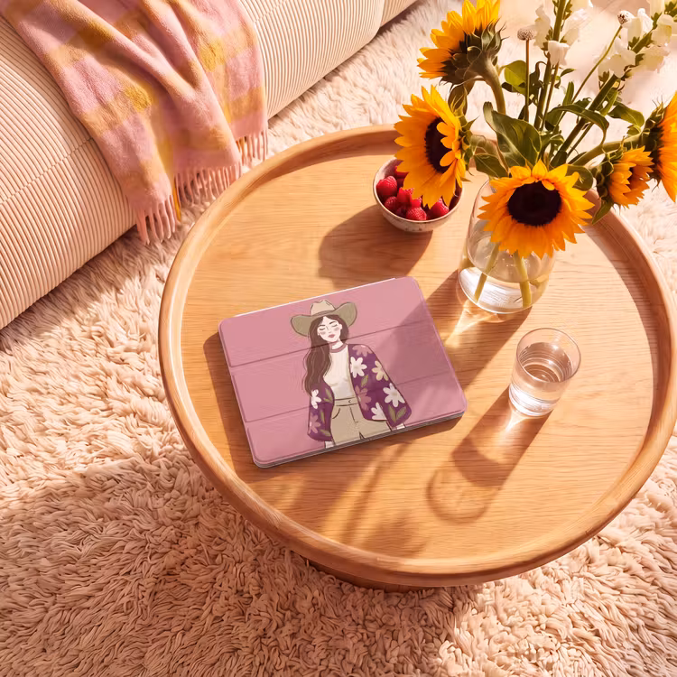iPad hoes - Vrouw - Hoed - Portret - Illustratie - Roze — 2