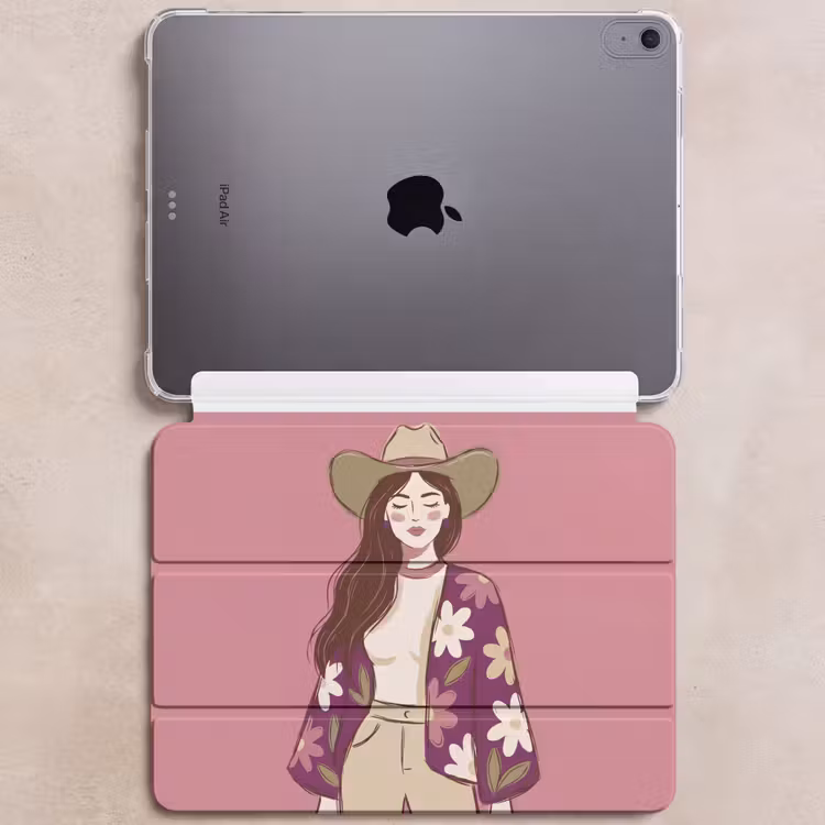 iPad hoes - Vrouw - Hoed - Portret - Illustratie - Roze — 6