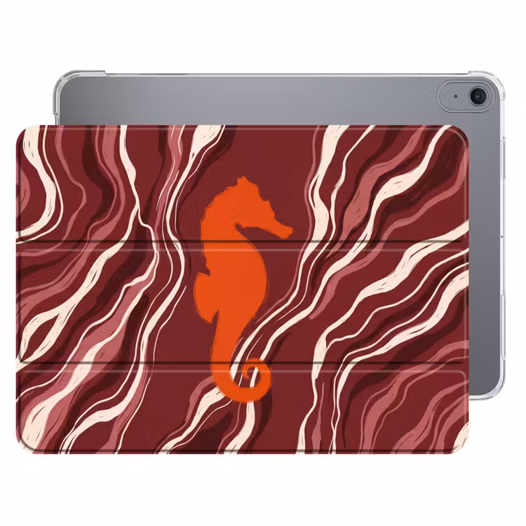 iPad hoes - Zeepaardje - Golven - Zeeleven - Abstract - Oranje — 1
