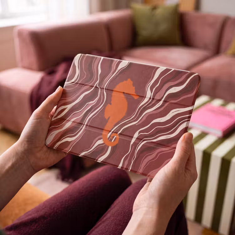 iPad hoes - Zeepaardje - Golven - Zeeleven - Abstract - Oranje — 4