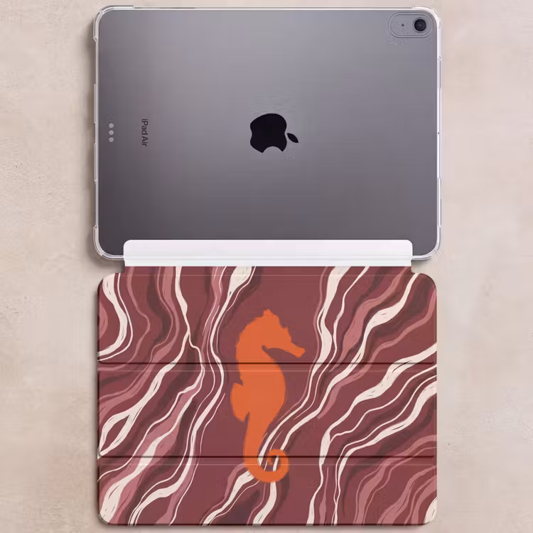 iPad hoes - Zeepaardje - Golven - Zeeleven - Abstract - Oranje — 6