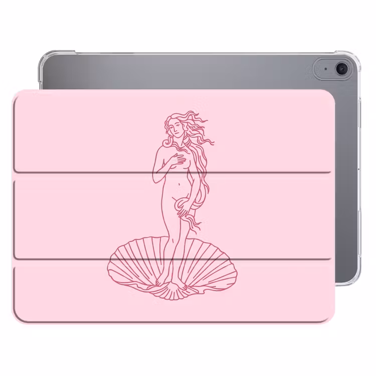 iPad hoes - Vrouw - Schelp - Kunst - Lijntekening - Roze — 1