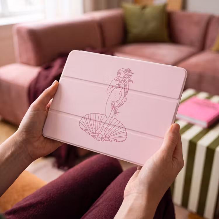 iPad hoes - Vrouw - Schelp - Kunst - Lijntekening - Roze — 4
