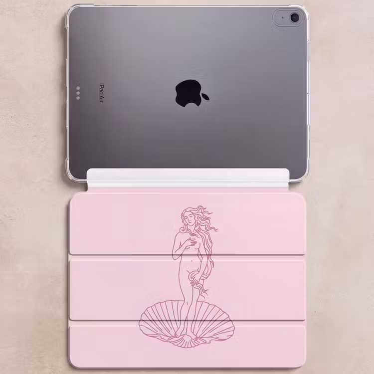 iPad hoes - Vrouw - Schelp - Kunst - Lijntekening - Roze — 6