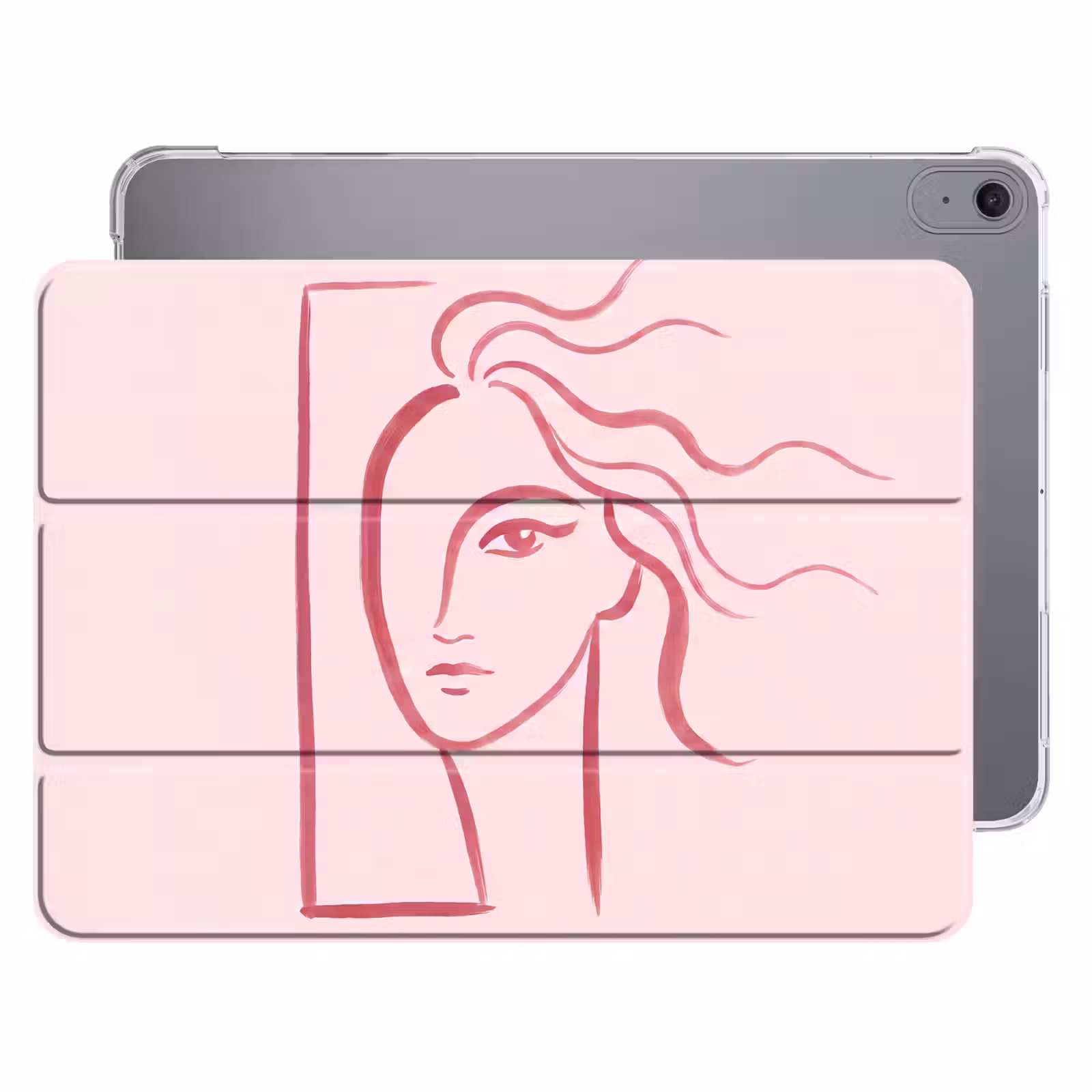 iPad hoes - Vrouw - Portret - Abstract - Lijnkunst - Rood — 1