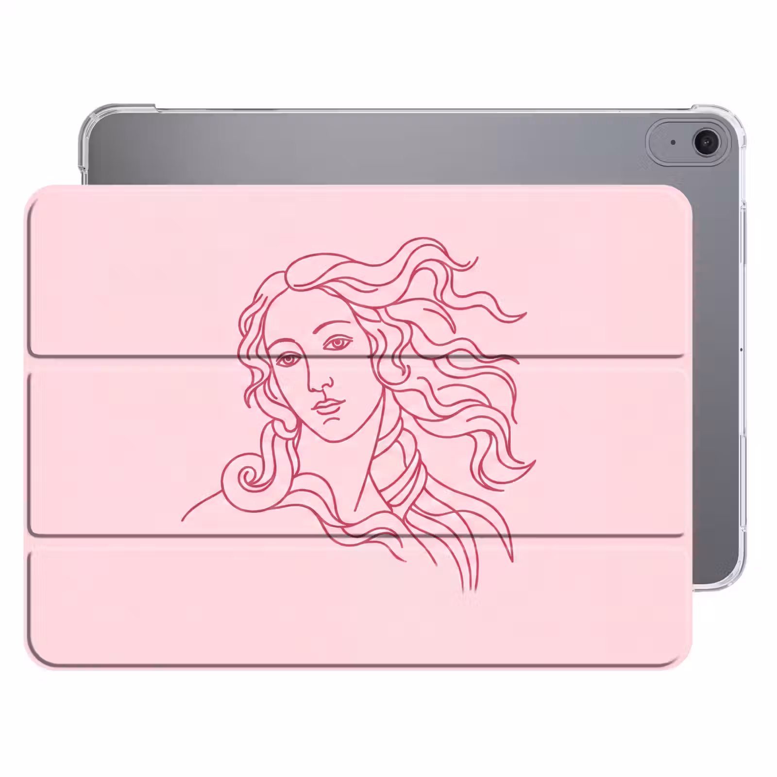 iPad hoes - Vrouw - Portret - Klassiek - Line-art - Roze — 1