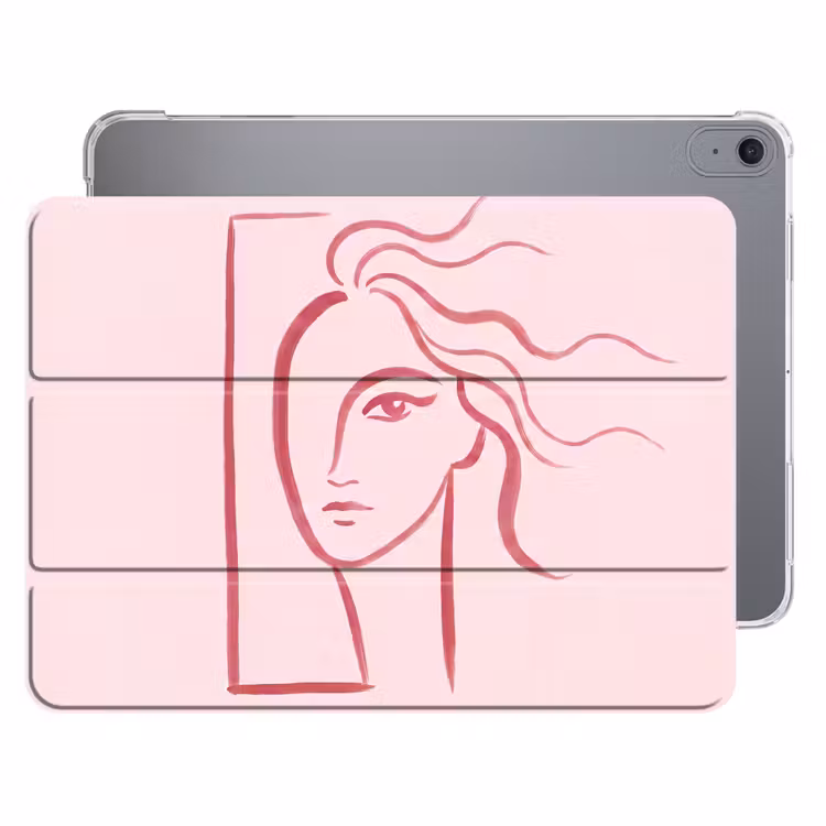 iPad hoes - Vrouw - Portret - Abstract - Lijnkunst - Rood — 1