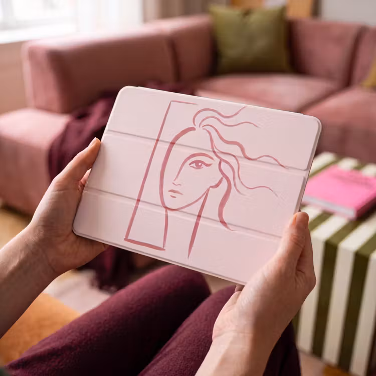 iPad hoes - Vrouw - Portret - Abstract - Lijnkunst - Rood — 4