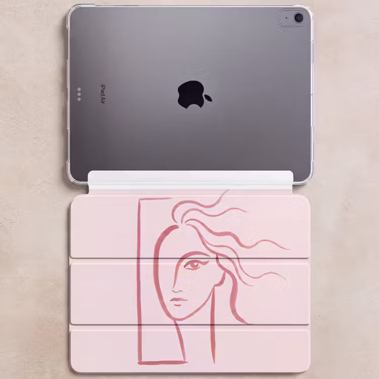 iPad hoes - Vrouw - Portret - Abstract - Lijnkunst - Rood — 6