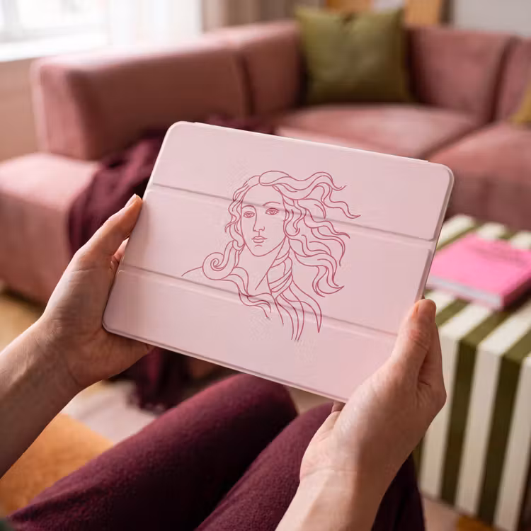 iPad hoes - Vrouw - Portret - Klassiek - Line-art - Roze — 4
