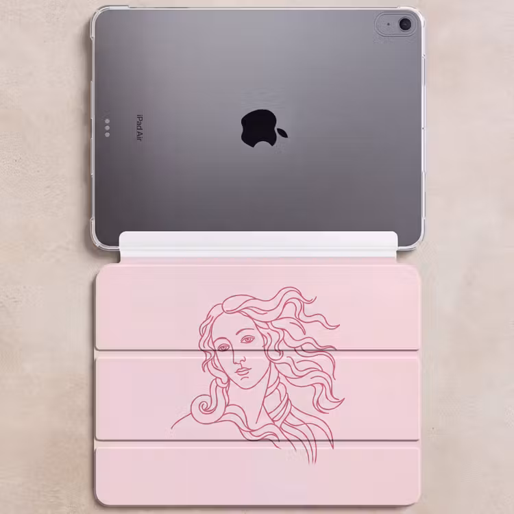 iPad hoes - Vrouw - Portret - Klassiek - Line-art - Roze — 6