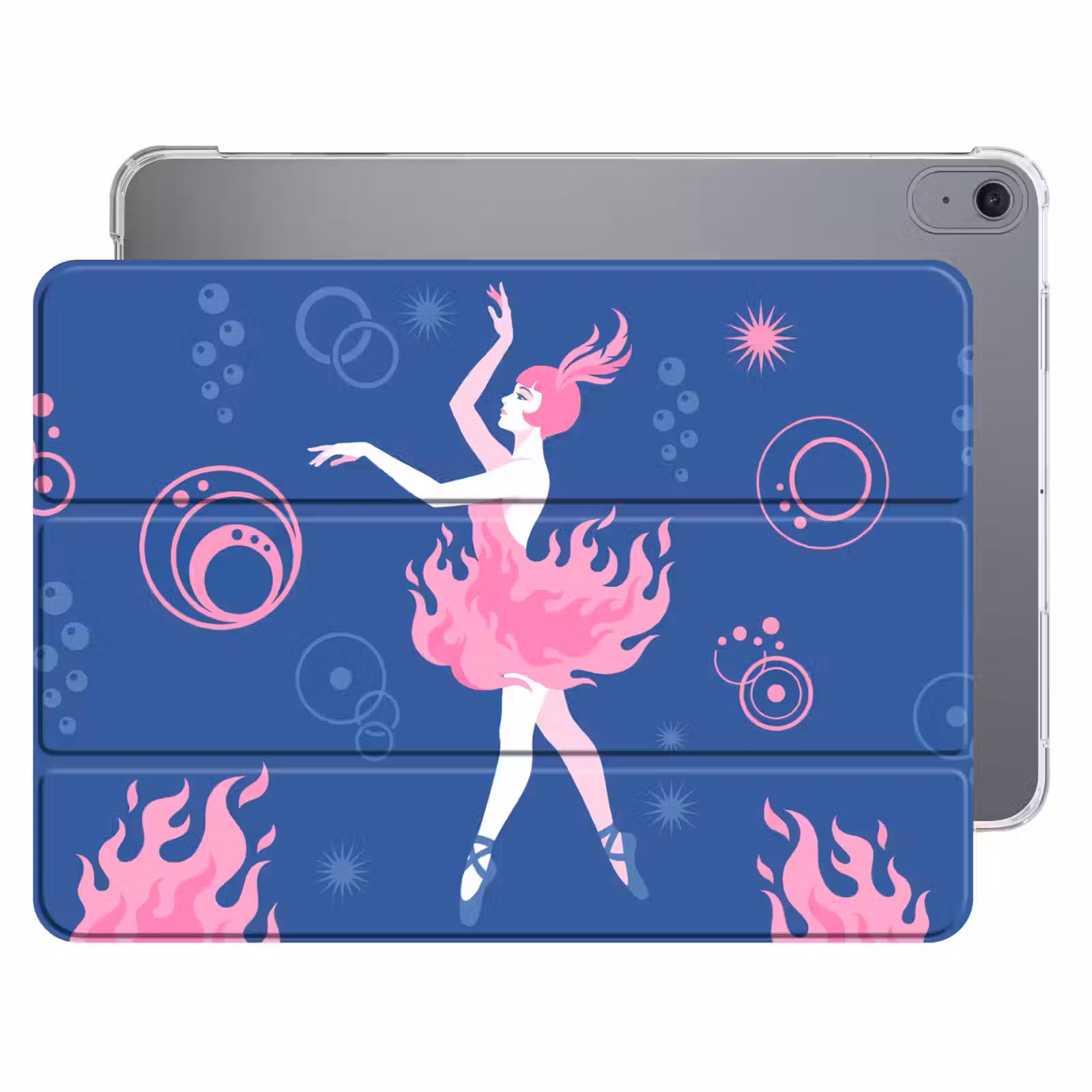 iPad hoes - Danseres - Vlammenrok - Abstract - Roze - Blauw — 1