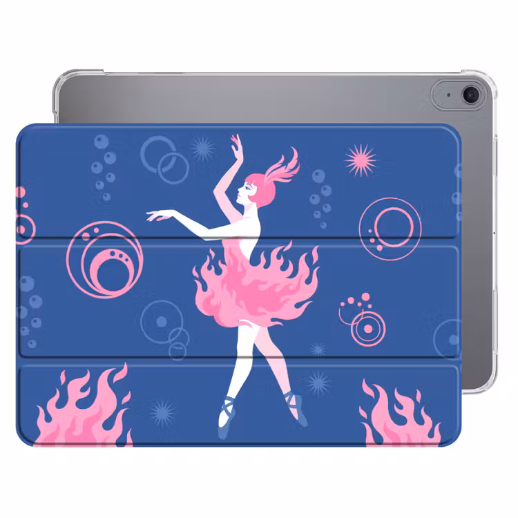 iPad hoes - Danseres - Vlammenrok - Abstract - Roze - Blauw — 1