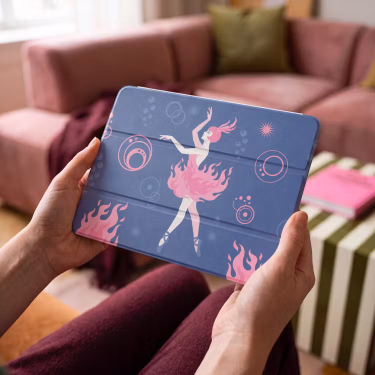 iPad hoes - Danseres - Vlammenrok - Abstract - Roze - Blauw — 4