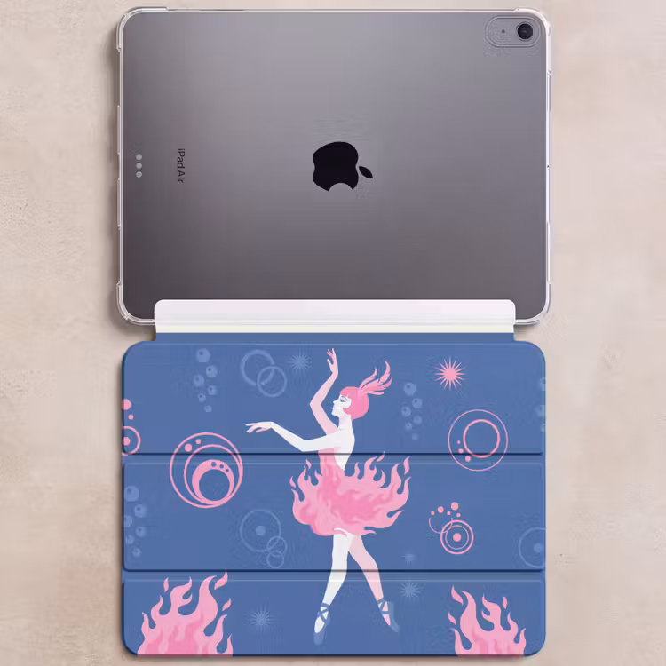 iPad hoes - Danseres - Vlammenrok - Abstract - Roze - Blauw — 6