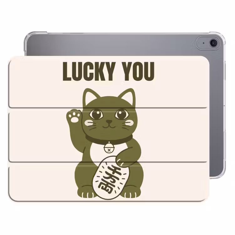 iPad hoes - Kat - Geluk - Dieren - Modern - Groen — 1