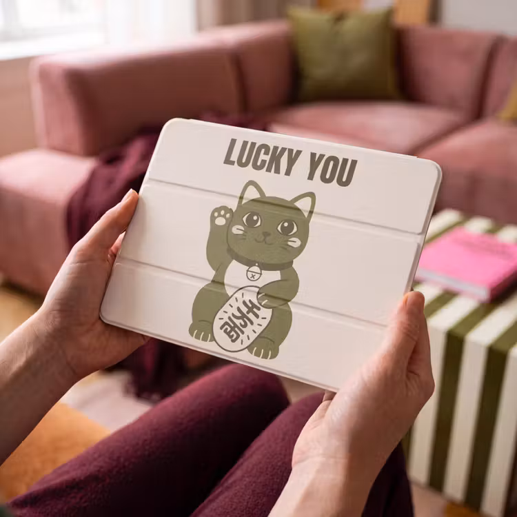iPad hoes - Kat - Geluk - Dieren - Modern - Groen — 4