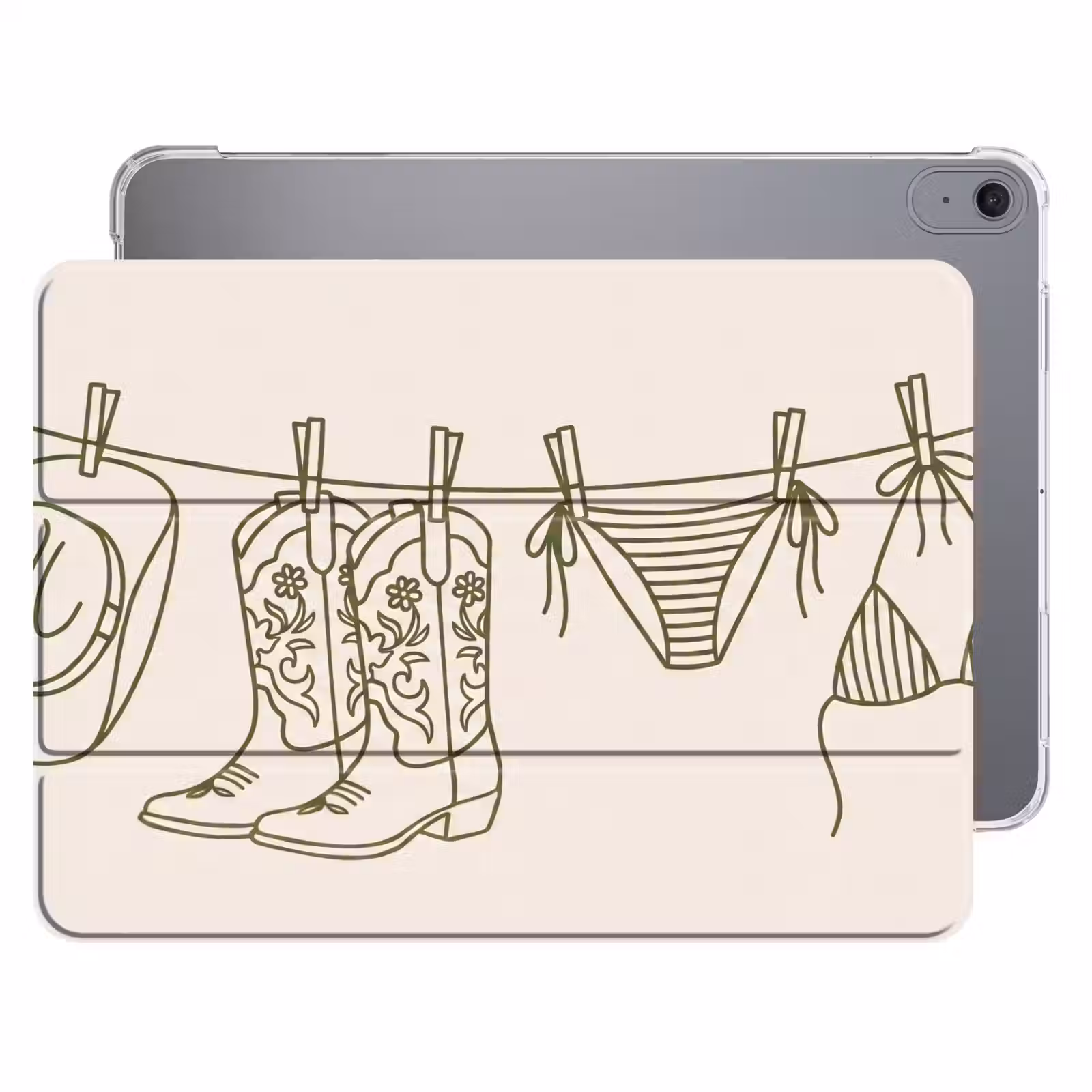 iPad hoes - Kleding - Waslijn - Zomer - Lijntekening - Groen — 1