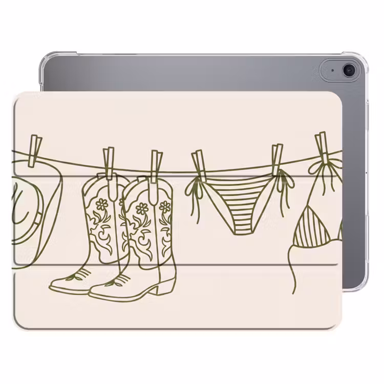 iPad hoes - Kleding - Waslijn - Zomer - Lijntekening - Groen — 1