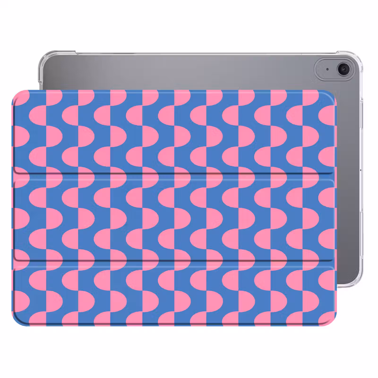 iPad hoes - Patroon - Halve cirkels - Abstract - Modern - Roze - Blauw — 1