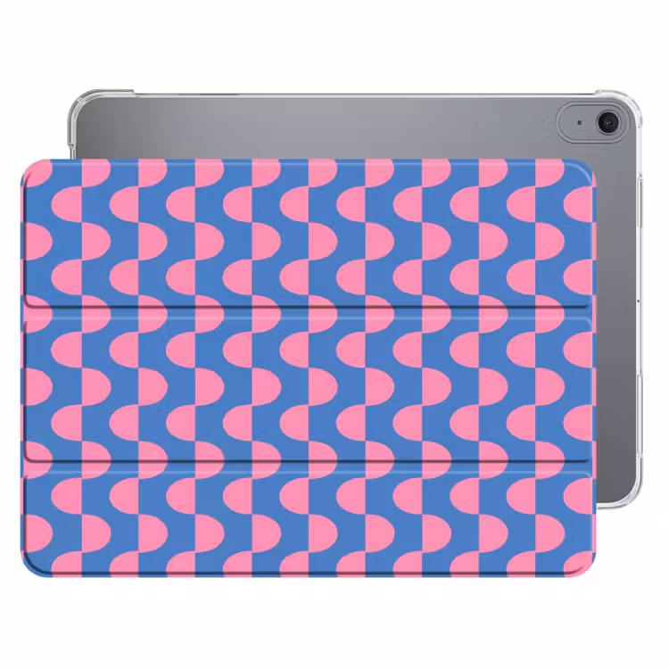 iPad hoes - Patroon - Halve cirkels - Abstract - Modern - Roze - Blauw — 1