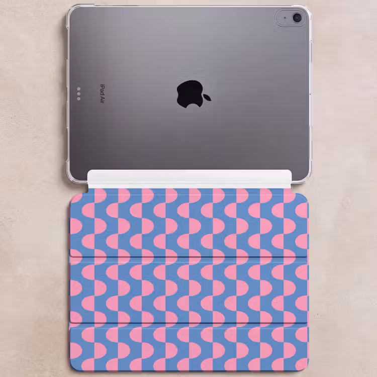 iPad hoes - Patroon - Halve cirkels - Abstract - Modern - Roze - Blauw — 6