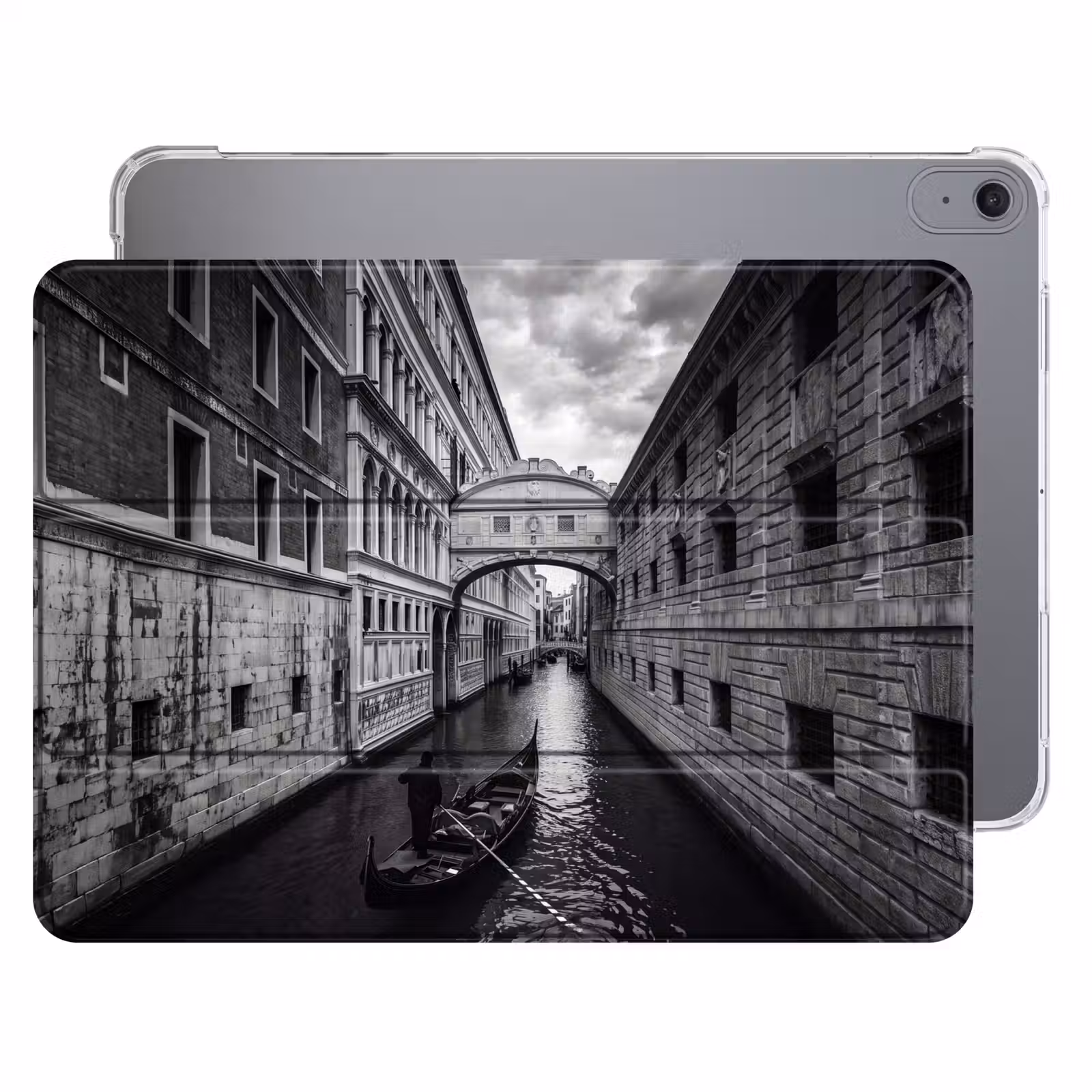 iPad hoes - Boot - Waterweg - Stad - Zwart-wit - Architectuur — 1