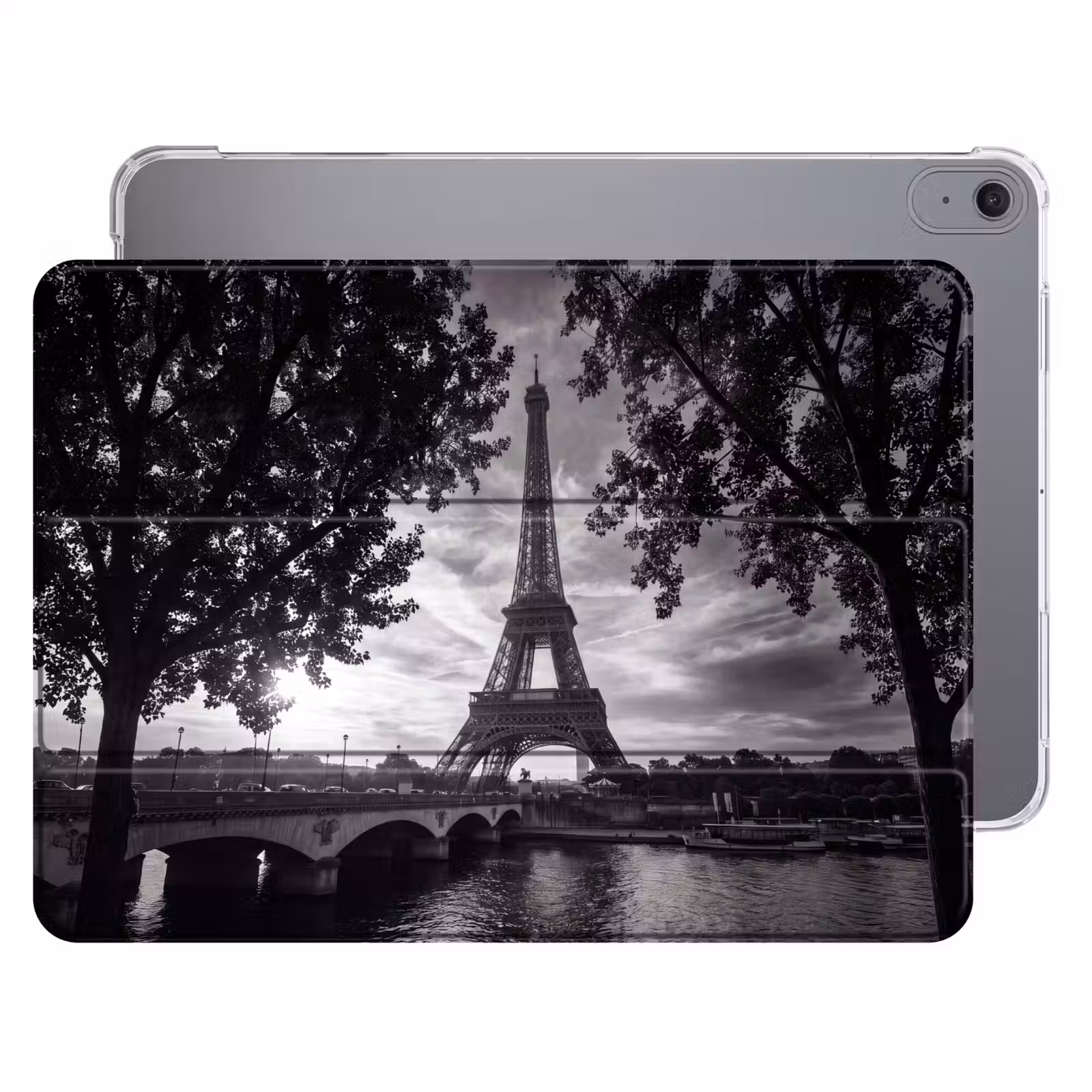 iPad hoes - Eiffeltoren - Parijs - Rivier - Architectuur - Zwart-wit — 1