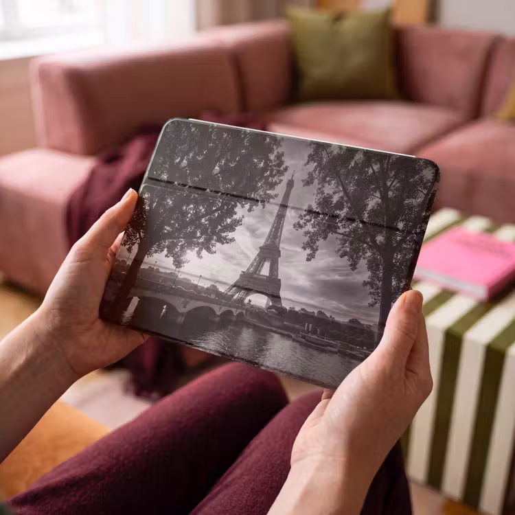 iPad hoes - Eiffeltoren - Parijs - Rivier - Architectuur - Zwart-wit — 4