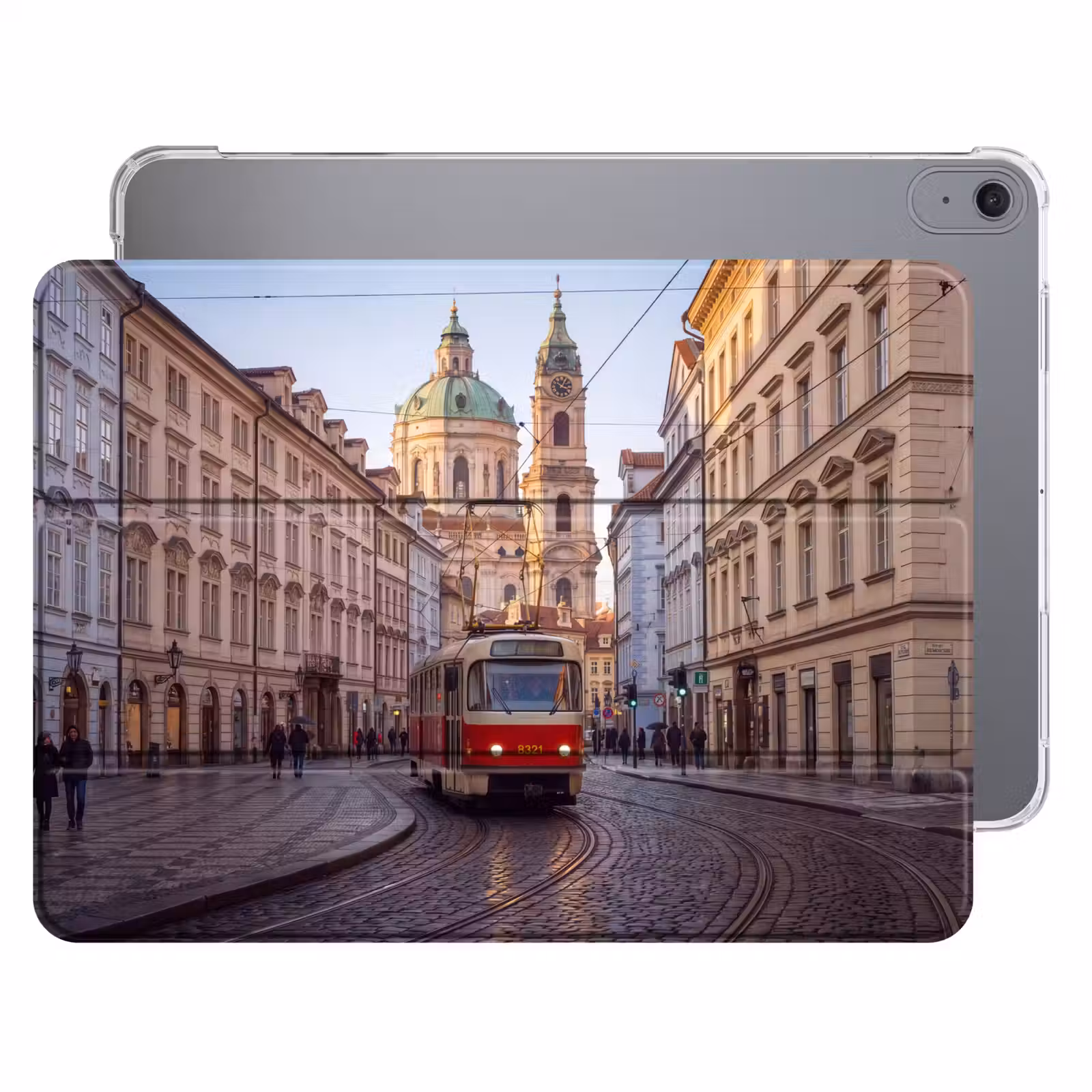 iPad hoes - Tram - Straat - Stadsgezicht - Klassiek - Rood — 1
