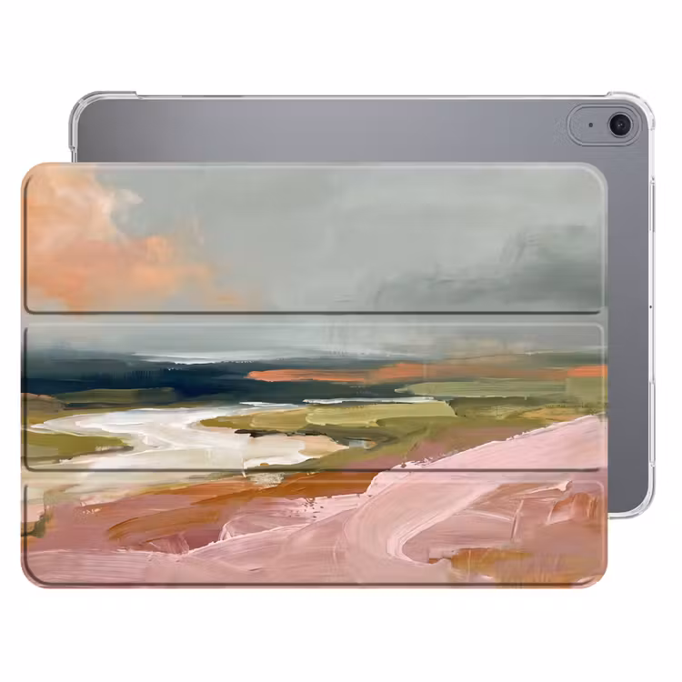 iPad hoes - Landschap - Rivier - Abstract - Roze - Groen — 1