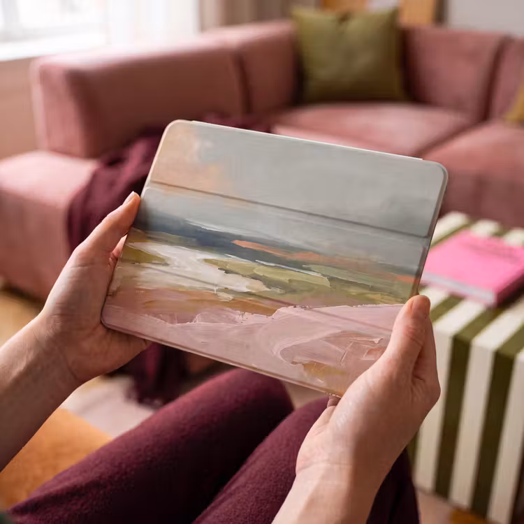 iPad hoes - Landschap - Rivier - Abstract - Roze - Groen — 4