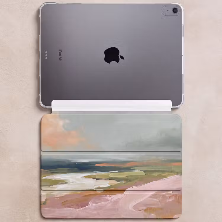 iPad hoes - Landschap - Rivier - Abstract - Roze - Groen — 6