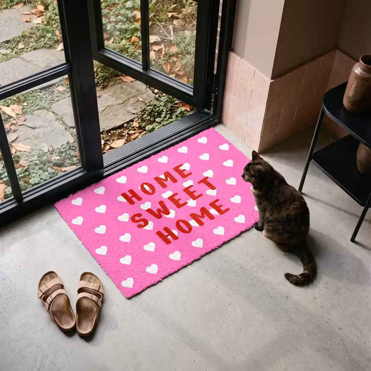 Deurmat - Home sweet home - Quote - Roze — 2