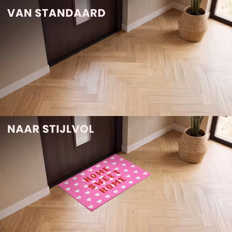 Deurmat - Home sweet home - Quote - Roze — 3