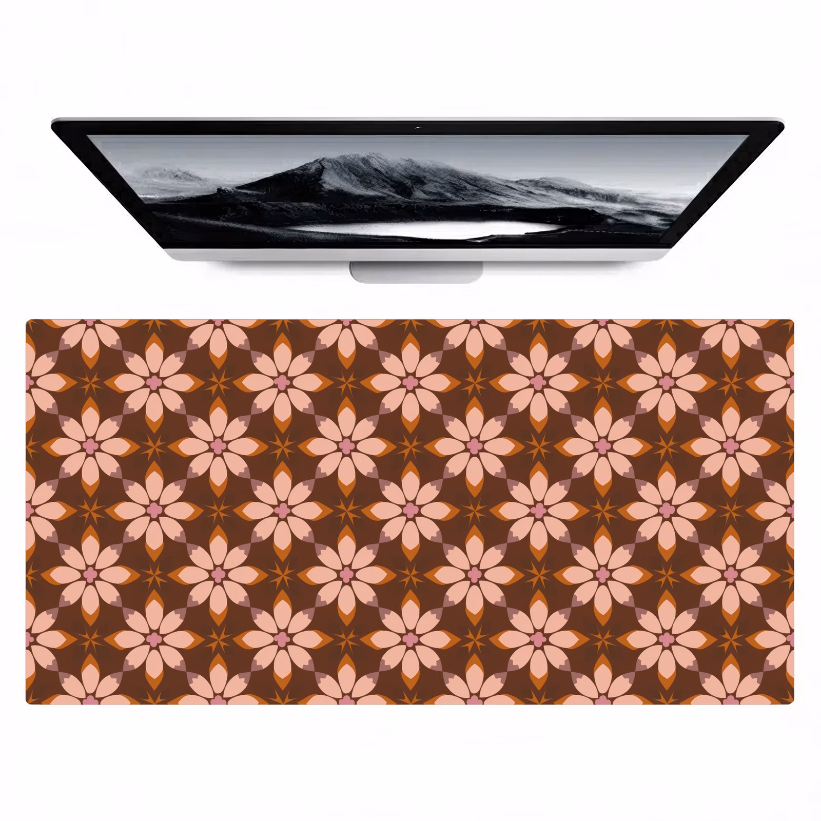 Bureau onderlegger - Bloemen Patroon Zalmroze Bruin — 1