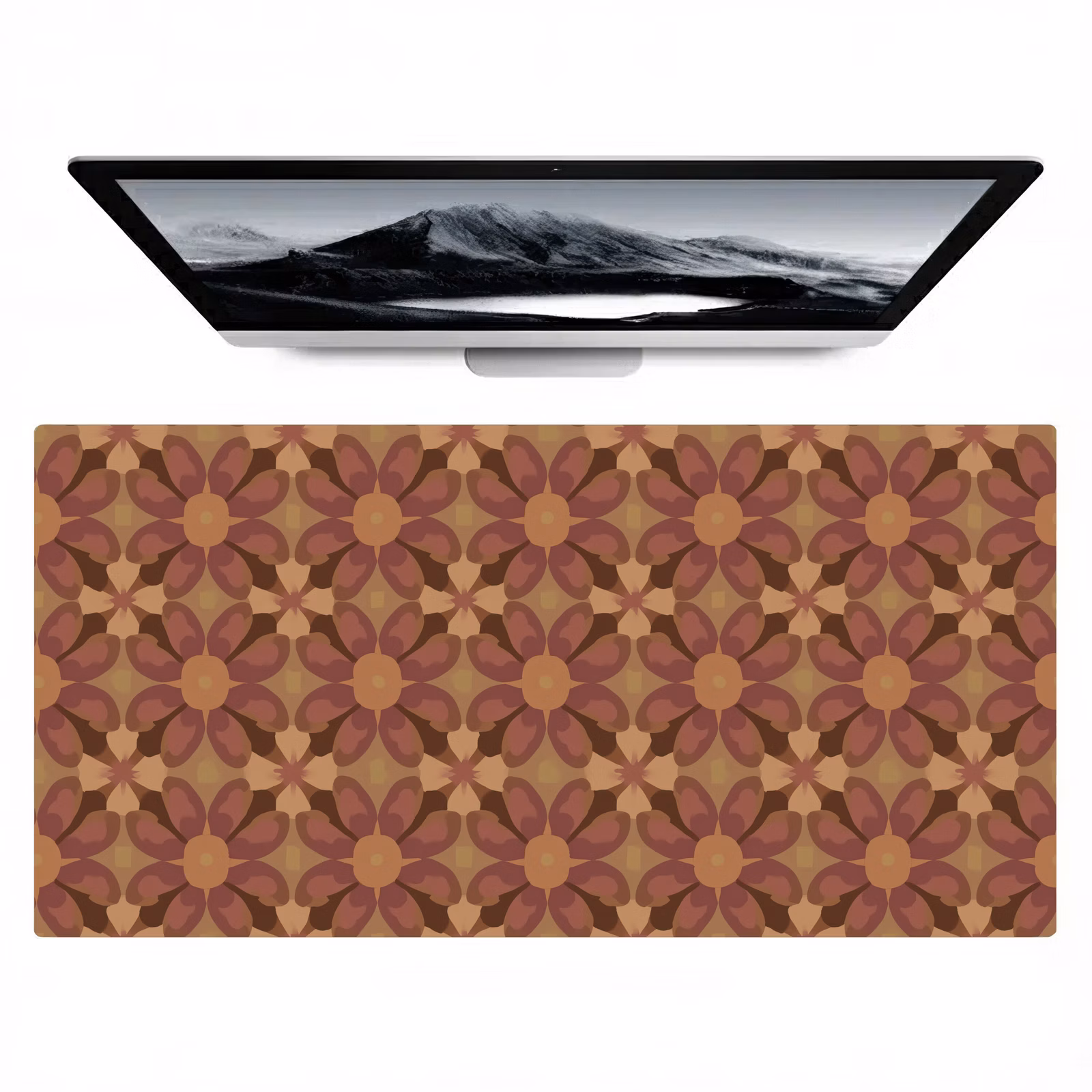 Bureau onderlegger - Bloemen Patroon Bruin — 1