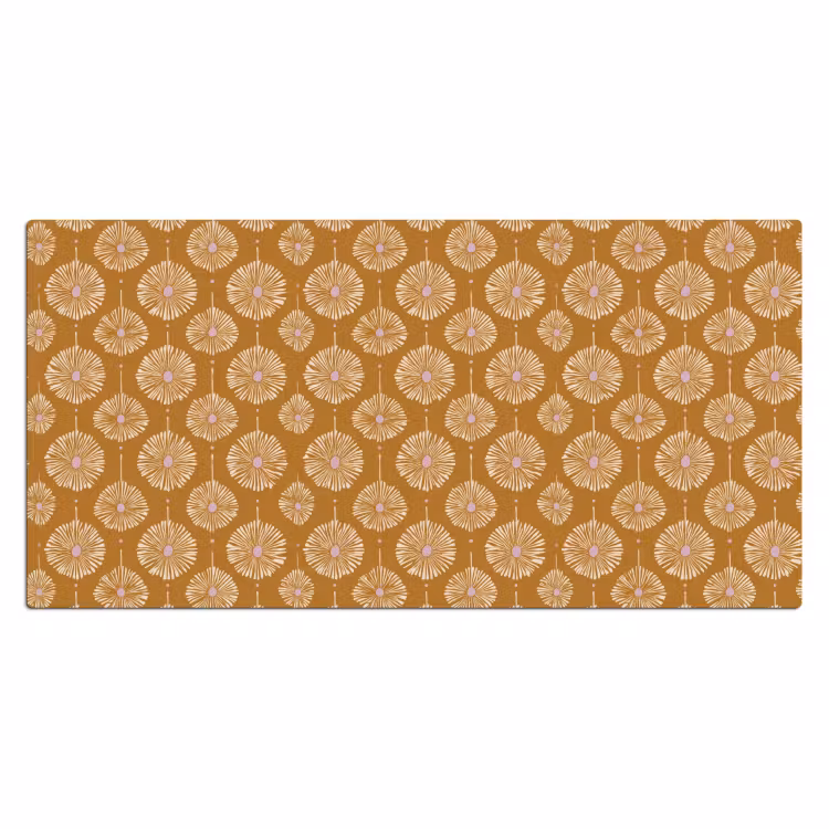 Bureau onderlegger - Abstracte Bloemen Patroon Oker — 2