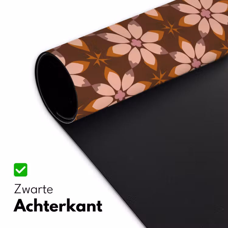 Bureau onderlegger - Bloemen Patroon Zalmroze Bruin — 5