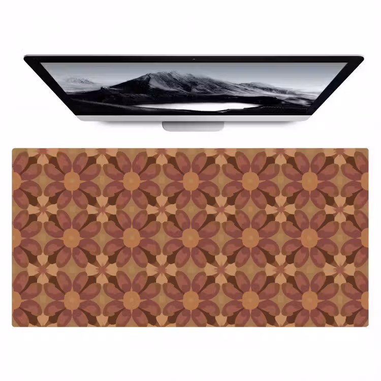 Bureau onderlegger - Bloemen Patroon Bruin — 1