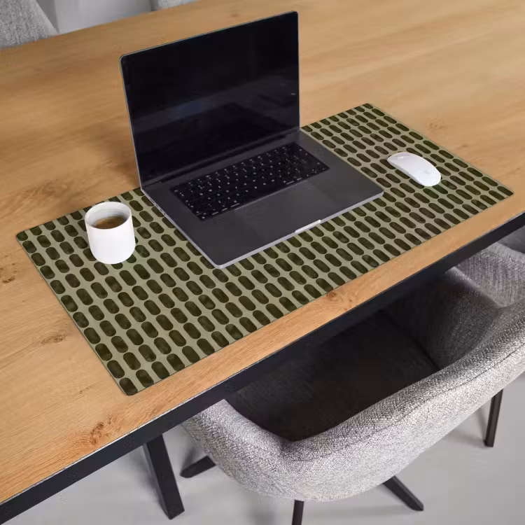 Bureau onderlegger - Ovalen Patroon Olijfgroen — 3