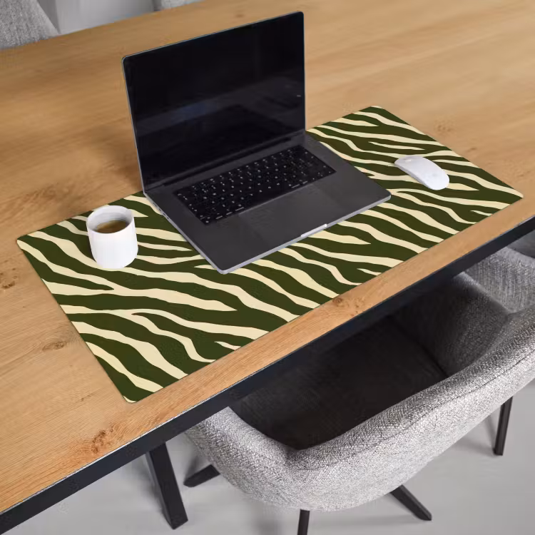 Bureau onderlegger - Zebra Patroon Olijfgroen — 3