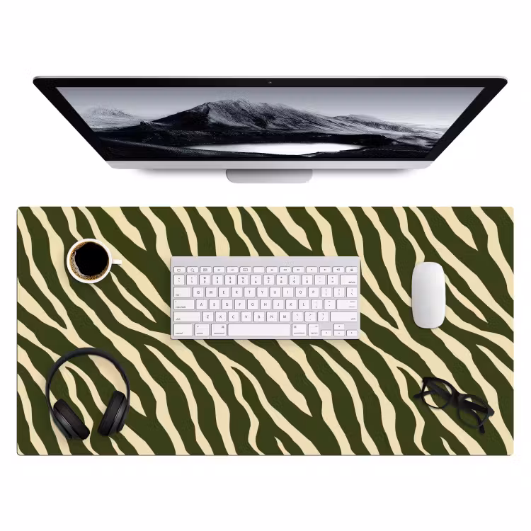 Bureau onderlegger - Zebra Patroon Olijfgroen — 4