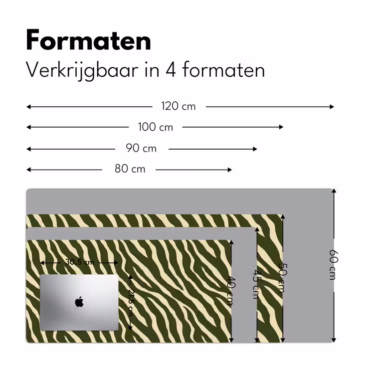 Bureau onderlegger - Zebra Patroon Olijfgroen — 8