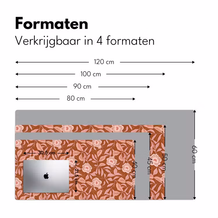Bureau onderlegger - Bloemen Bladeren Patroon Roze Terracotta — 8
