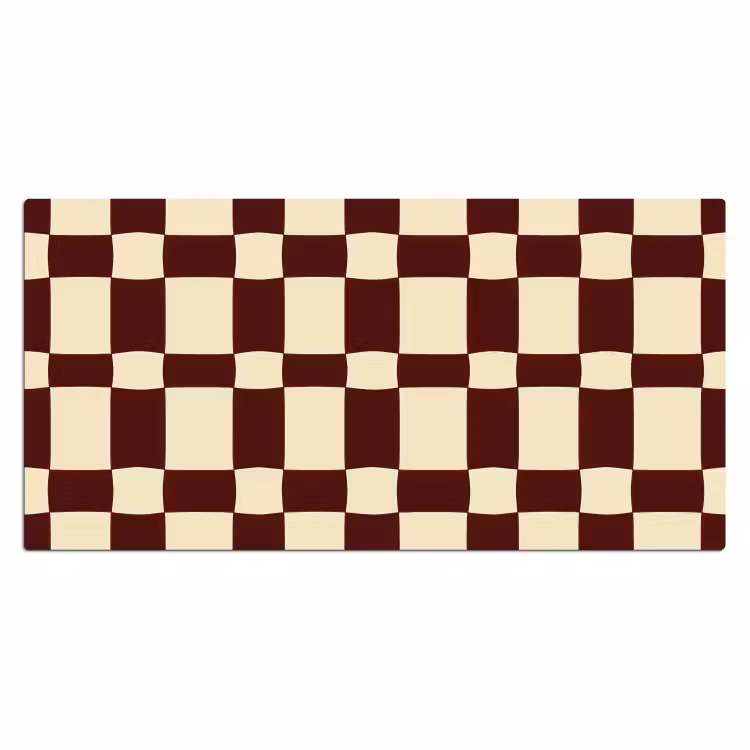 Bureau onderlegger - Golvend Dambord Patroon Bordeaux Crème — 2