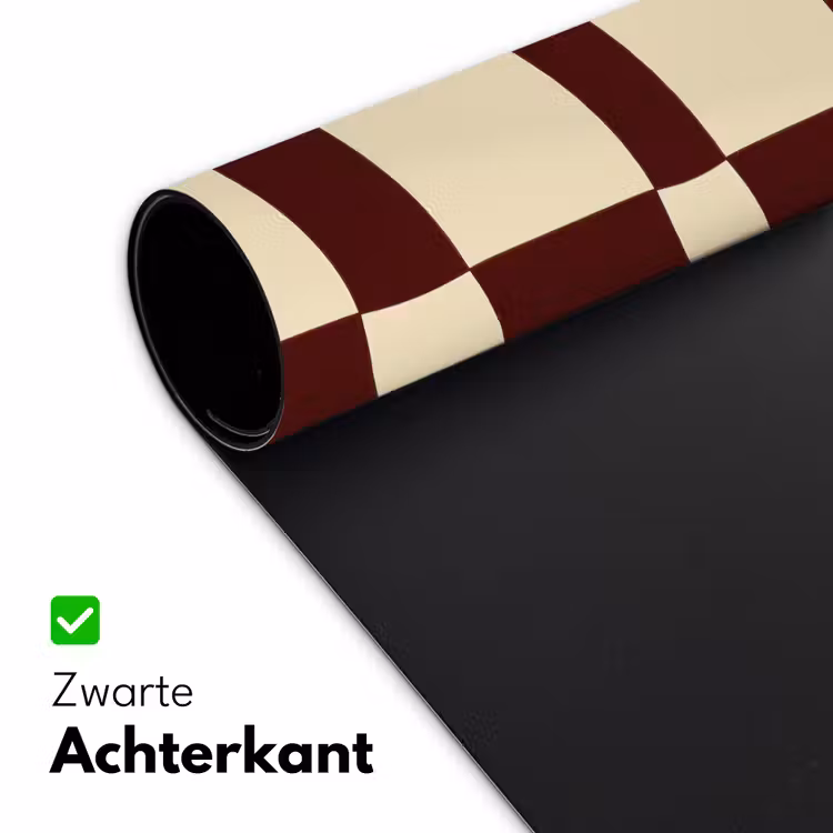 Bureau onderlegger - Golvend Dambord Patroon Bordeaux Crème — 5
