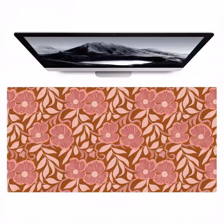 Bureau onderlegger - Bloemen Patroon Roze Terracotta